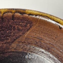 Signed Studio Pottery Farmhouse Speckled Rustic Brown Drip Glaze Bowl Set of 9