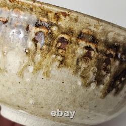 Signed Studio Pottery Farmhouse Speckled Rustic Brown Drip Glaze Bowl Set of 9