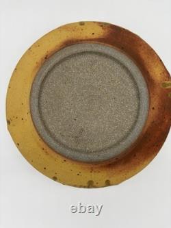 Signed Studio Pottery Wood Fired Stoneware Bowl 8 Ash Glaze Faceted Rim Mingei