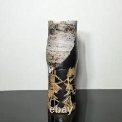 Signed TK Studio Art Pottery Sgraffito Abstract MCM Stoneware Vase