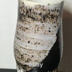 Signed TK Studio Art Pottery Sgraffito Abstract MCM Stoneware Vase