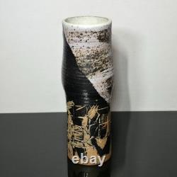 Signed TK Studio Art Pottery Sgraffito Abstract MCM Stoneware Vase