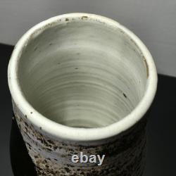 Signed TK Studio Art Pottery Sgraffito Abstract MCM Stoneware Vase