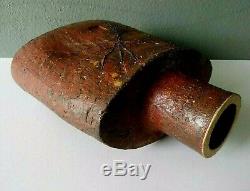 Signed Vintage Ikebana Modernist Japanese Studio Art Pottery Stoneware Vase