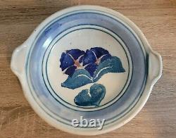 Signed Vintage STEVEN HILL Floral Bowl Studio Art Stoneware Pottery Kansas City