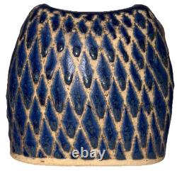 Signed Vintage Studio Art Pottery Blue Glazed Modernist Vase