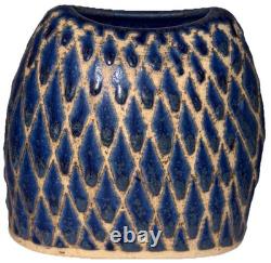 Signed Vintage Studio Art Pottery Blue Glazed Modernist Vase