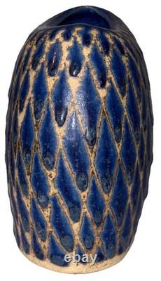 Signed Vintage Studio Art Pottery Blue Glazed Modernist Vase