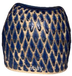 Signed Vintage Studio Art Pottery Blue Glazed Modernist Vase