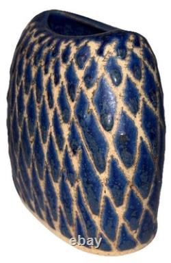 Signed Vintage Studio Art Pottery Blue Glazed Modernist Vase