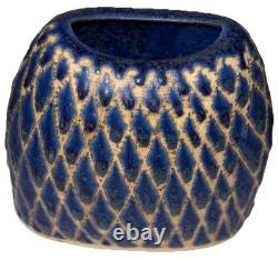 Signed Vintage Studio Art Pottery Blue Glazed Modernist Vase