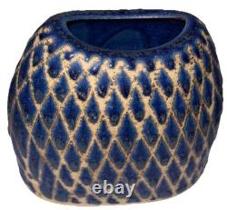 Signed Vintage Studio Art Pottery Blue Glazed Modernist Vase