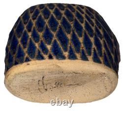 Signed Vintage Studio Art Pottery Blue Glazed Modernist Vase