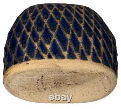 Signed Vintage Studio Art Pottery Blue Glazed Modernist Vase