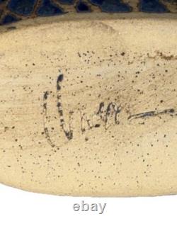 Signed Vintage Studio Art Pottery Blue Glazed Modernist Vase