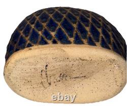 Signed Vintage Studio Art Pottery Blue Glazed Modernist Vase