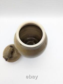 Signed Vintage Studio Art Pottery Jar With Lid ISABEL PEREZ JUDGE Racoon Handle