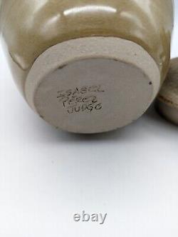 Signed Vintage Studio Art Pottery Jar With Lid ISABEL PEREZ JUDGE Racoon Handle