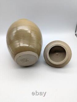 Signed Vintage Studio Art Pottery Jar With Lid ISABEL PEREZ JUDGE Racoon Handle