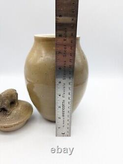 Signed Vintage Studio Art Pottery Jar With Lid ISABEL PEREZ JUDGE Racoon Handle