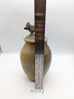 Signed Vintage Studio Art Pottery Jar With Lid ISABEL PEREZ JUDGE Racoon Handle