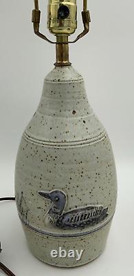 Signed Vintage Studio Art Pottery Lamp Base Duck Mallard Ceramic 22