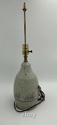 Signed Vintage Studio Art Pottery Lamp Base Duck Mallard Ceramic 22