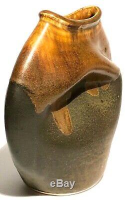 Signed Vintage Studio Art Pottery Modernist Sculpture Pinched Design Vase