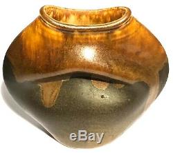 Signed Vintage Studio Art Pottery Modernist Sculpture Pinched Design Vase