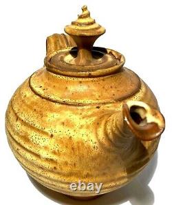 Signed Vintage Studio Art Pottery Sculptural Large Matte Glaze Teapot