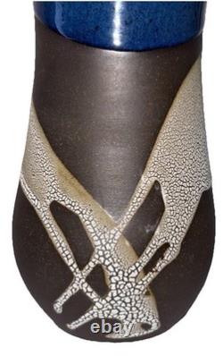 Signed Vintage Studio Art Pottery Textured Glaze Modernist Vase