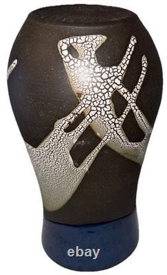 Signed Vintage Studio Art Pottery Textured Glaze Modernist Vase