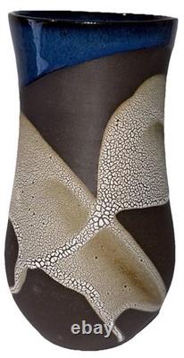 Signed Vintage Studio Art Pottery Textured Glaze Modernist Vase