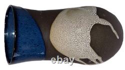 Signed Vintage Studio Art Pottery Textured Glaze Modernist Vase