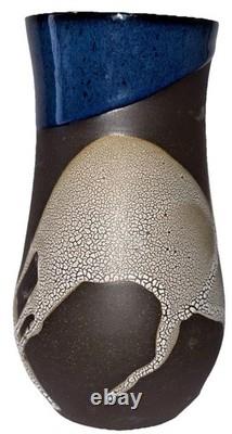Signed Vintage Studio Art Pottery Textured Glaze Modernist Vase