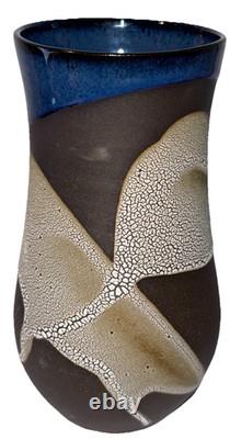 Signed Vintage Studio Art Pottery Textured Glaze Modernist Vase