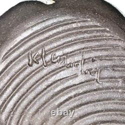Signed Vintage Studio Art Pottery Textured Glaze Modernist Vase