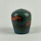 Small Vintage Studio Pottery Bud Vase in Sea of Green-Blue-Teal & Islands In Red