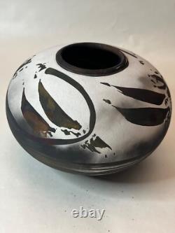Southwest Raku Studio Pottery Vase LMNO Arts Scott Lindberg Vintage