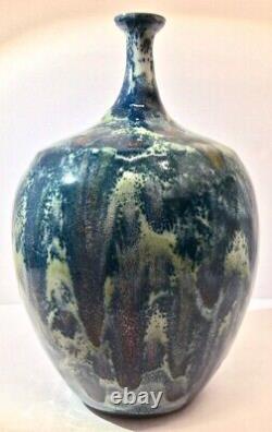 Spectacular Mid-Century William + Polia Pillin Drip Glaze Vase, c. 1950s-60s