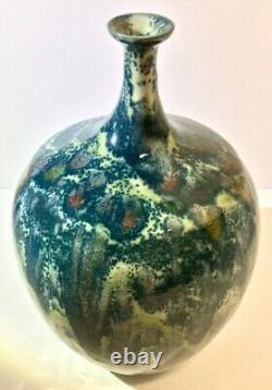 Spectacular Mid-Century William + Polia Pillin Drip Glaze Vase, c. 1950s-60s