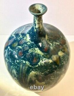 Spectacular Mid-Century William + Polia Pillin Drip Glaze Vase, c. 1950s-60s