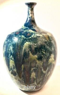 Spectacular Mid-Century William + Polia Pillin Drip Glaze Vase, c. 1950s-60s