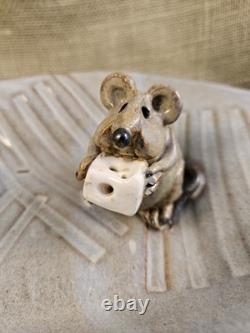Steve Vasiliou Studio Pottery Handmade Vintage Cheese Tray 3D Mouse Rare