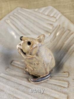 Steve Vasiliou Studio Pottery Handmade Vintage Cheese Tray 3D Mouse Rare