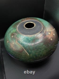 Steven Forbes-deSoule Raku Art Pottery Vase Vessel Multicolor Signed 13 NC Vtg