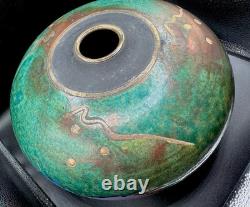 Steven Forbes-deSoule Raku Art Pottery Vase Vessel Multicolor Signed 13 NC Vtg