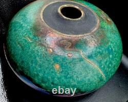 Steven Forbes-deSoule Raku Art Pottery Vase Vessel Multicolor Signed 13 NC Vtg