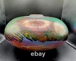 Steven Forbes-deSoule Raku Art Pottery Vase Vessel Multicolor Signed 13 NC Vtg