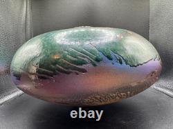 Steven Forbes-deSoule Raku Art Pottery Vase Vessel Multicolor Signed 13 NC Vtg